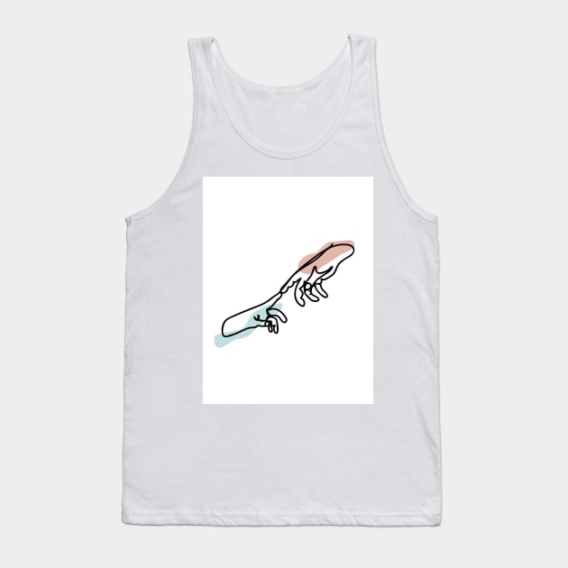 Minimal  Line Drawing Hands Touching Tank Top by Art Designs